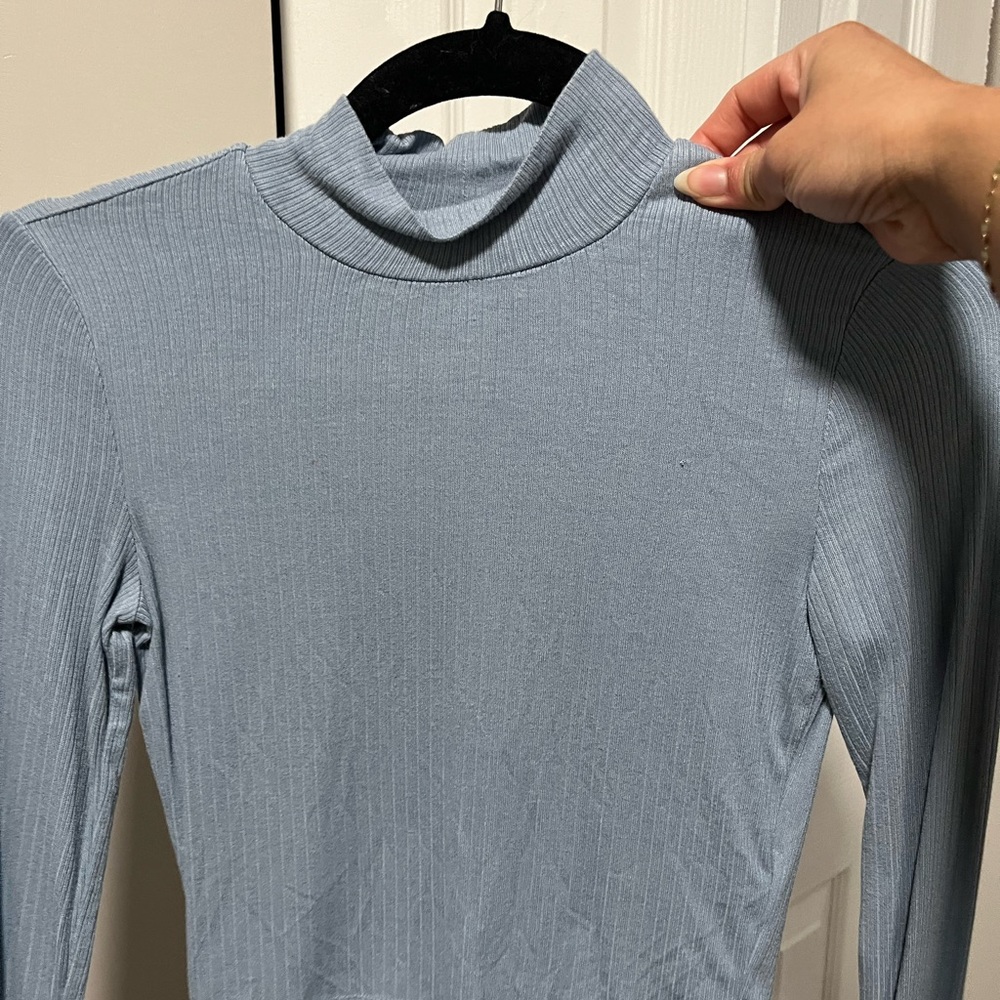 Sunday Best Light Blue Ribbed Turtleneck